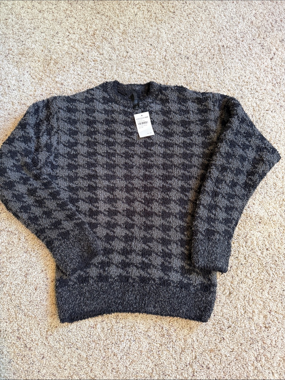 NWT SKIMS Women’s Houndstooth Crewneck Sweater - Charcoal/Black